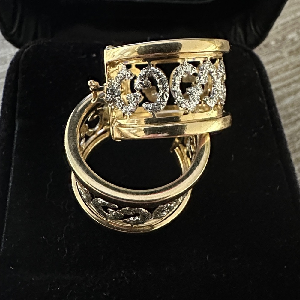 14k Gold and Diamond Women's hoop Earrings